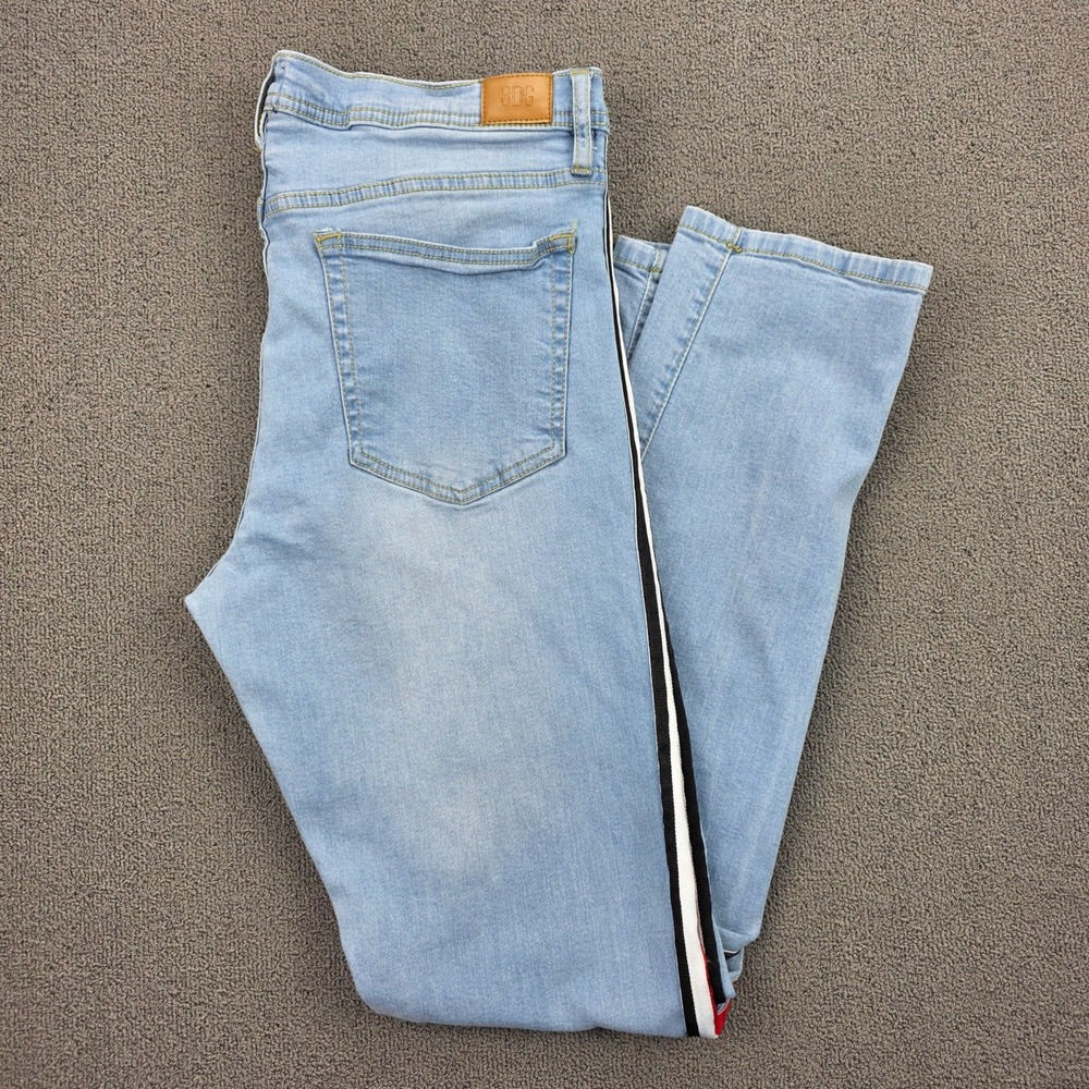 BDG Skinny Stretch Jeans Mens Light Wash Side Racing Stripe Urban Outfitters 34